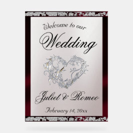 Señal Acrílica Trato cordial, cinta borgoñona y bienvenida a la p