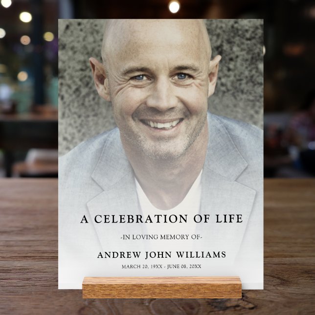 Señal Acrílica Tributo al funeral de personalizado (Photo Memorial Sign)