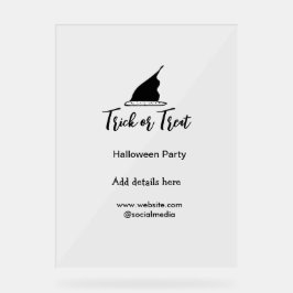 Señal Acrílica Trick o tratar la fiesta de Halloween gorra negro 