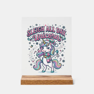 Señal Acrílica Trineo de Unicornio Todo el Día Merch Encantador d