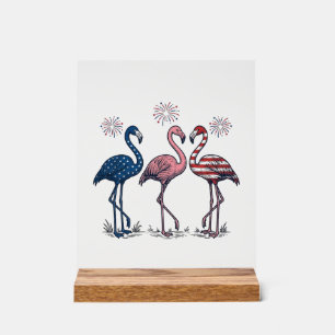 Señal Acrílica Trío de flamencos patrióticos diseño de grabado vi