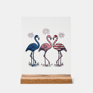 Señal Acrílica Trío de flamencos patrióticos diseño de grabado vi