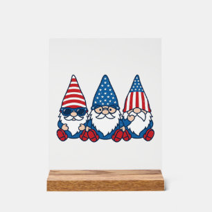 Señal Acrílica Trío de gnomos patrióticos diseño de camiseta vect