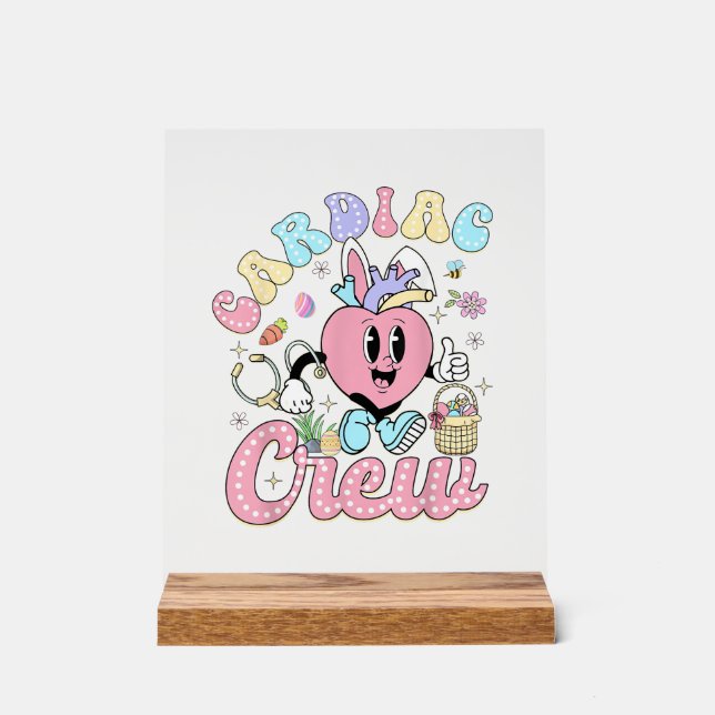 Señal Acrílica Tripulación cardíaca divertida día de Pascua CVICU (Anverso)