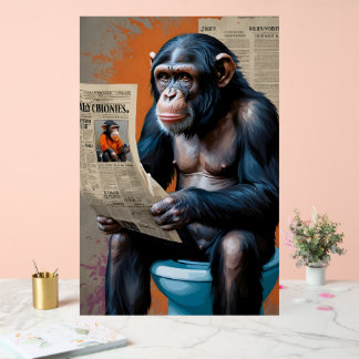 Señal Acrílica Trono majestuoso real de chimpancé - Arte pop real