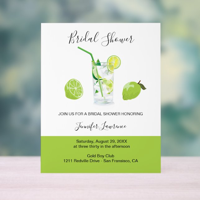 Señal Acrílica Tropical Citrus Green Lime Bridal Shower  (Neutral )