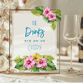 Señal Acrílica Tropical Open Bar Acrylic Sign