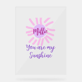 Señal Acrílica tú eres mi brillo color púrpura rosa pastel sol ra