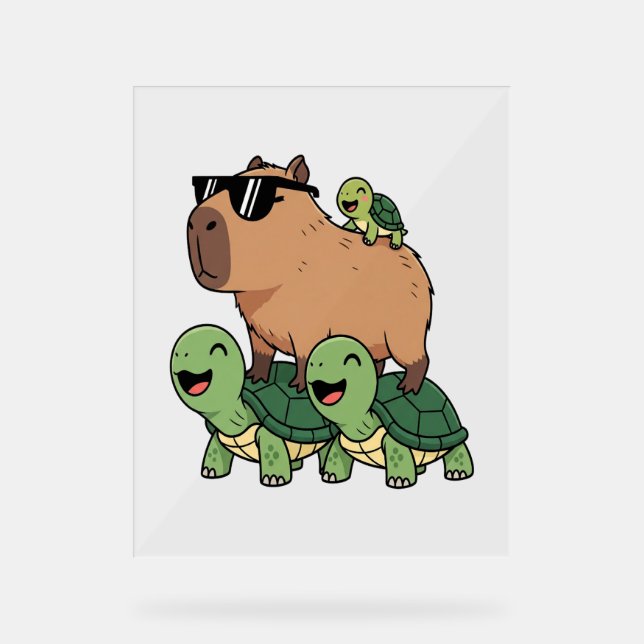 Señal Acrílica Turtle Rige Capybara, curioso capibara (Anverso)