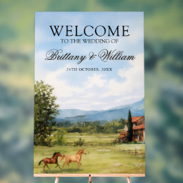 Señal Acrílica Tuscan Countryside Landscape Wedding Welcome