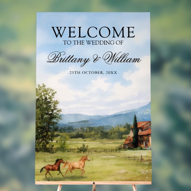 Señal Acrílica Tuscan Countryside Landscape Wedding Welcome (Neutral )
