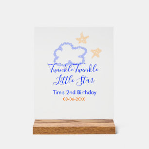 Señal Acrílica Twinkle twinkle naranja púrpura de cumpleaños de l