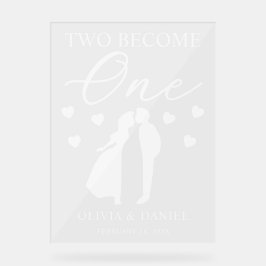 Señal Acrílica Two Become One Custom Wedding