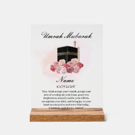 Señal Acrílica Umrah Mubarak acrílico floral islámico