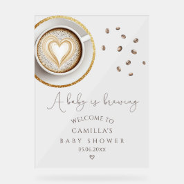 Señal Acrílica Un bebé está preparando café en Baby Shower