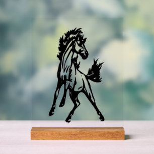Señal Acrílica Un caballo saltarín alegre en libertad