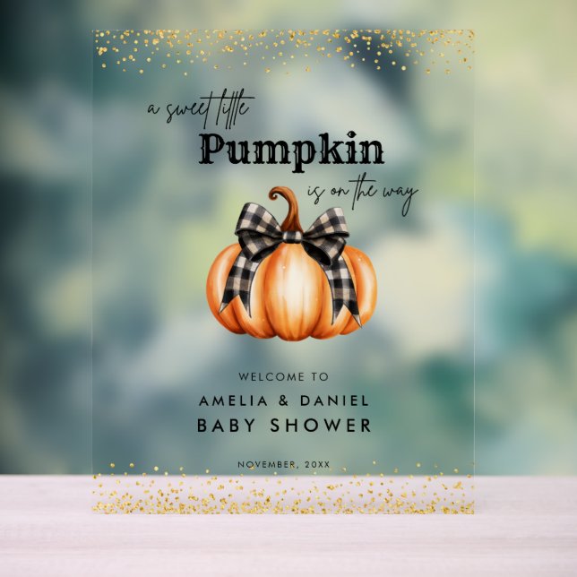 Señal Acrílica Un dulce calabaza Baby Shower Rótulo acrílico (Neutral )