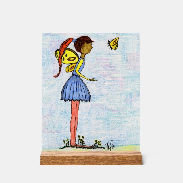 Señal Acrílica Un pequeño hada y mariposa (Anverso)