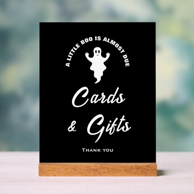 Señal Acrílica Un pequeño Rótulo fantasma de tarjetas Baby Shower (Neutral )