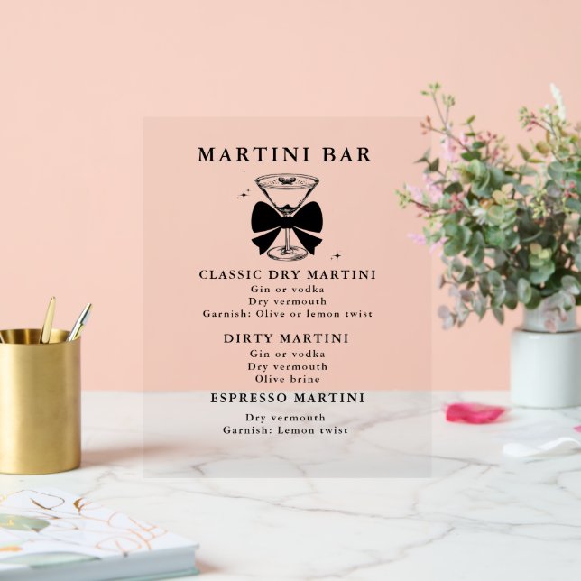 Señal Acrílica Un poco mayor Martini Cumpleaños Bar Bebida bar (Boda)