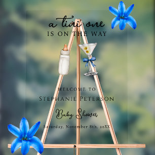 Señal Acrílica Un Tini Está En Camino Baby Shower de Martini Azul