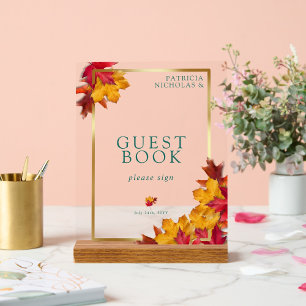 Señal Acrílica Un Verde azulado y otoñal Libro Rústico de Oro