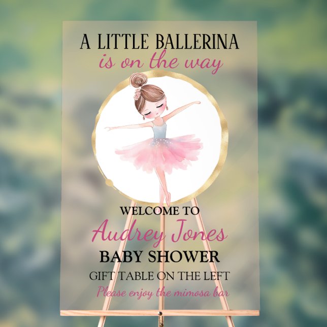 Señal Acrílica Una Ballerina Está En Camino De Baby Shower (Neutral )