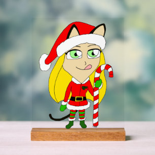 Señal Acrílica una chica chibi Navidad