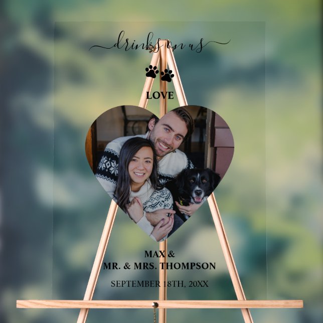 Señal Acrílica Una pareja de Mascotas bodas de fotos del corazón  (Neutral )