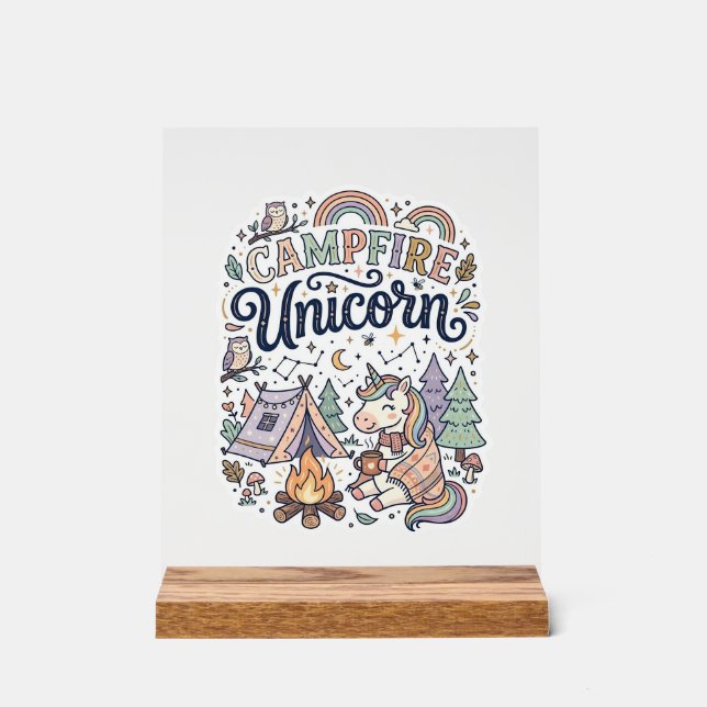 Señal Acrílica Unicorn Campfire Unicorn Premium Vector Sticker an (Anverso)