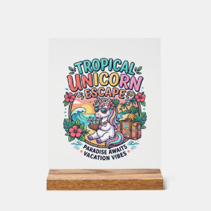 Señal Acrílica Unicorn Escape Tropical Unicorn POD Listo Arte POD