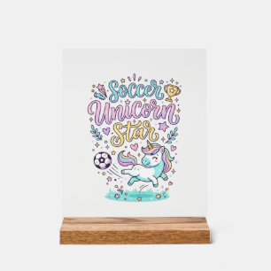Señal Acrílica Unicornio Fútbol Unicornio Estrella Bonito