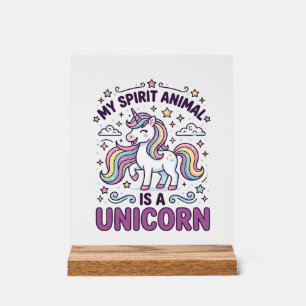 Señal Acrílica Unicornio Mi animal espiritual es un unicornio Tip