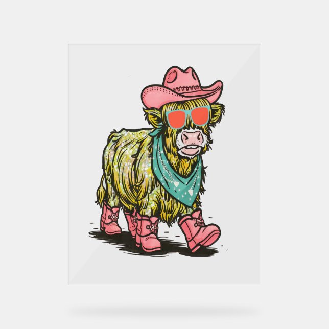 Señal Acrílica Vaca de la Cuenca Highland, occidental (Anverso)