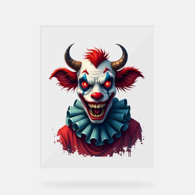 Señal Acrílica Vaca de Payaso del Terror (Anverso)