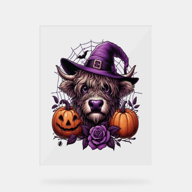 Señal Acrílica Vaca Halloween de Witch Highland (Anverso)