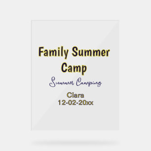 Señal Acrílica Vacaciones de camping familiar personalizadas agre