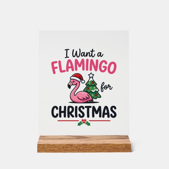 Señal Acrílica Vector de cita de Navidad de flamenco (Anverso)
