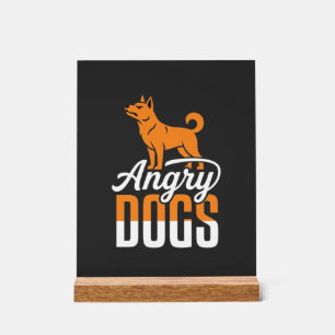 Señal Acrílica Vector Mascota Perros Enojados
