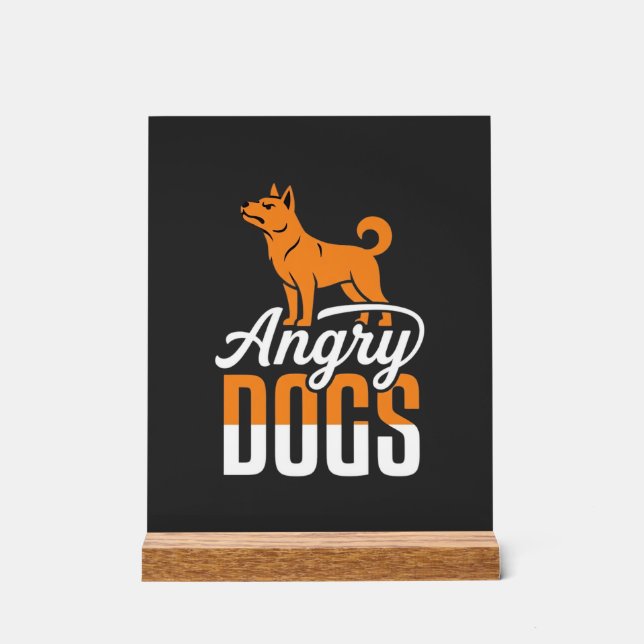 Señal Acrílica Vector Mascota Perros Enojados (Anverso)