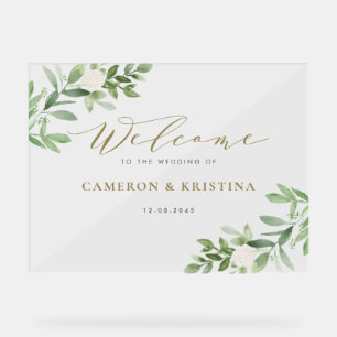 Señal Acrílica Vegetación acuática y Boda de flores blancas