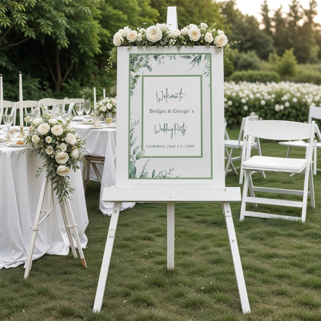Señal Acrílica verde Floral eucalipto Boda de Bienvenida Helada (Subido por el creador)