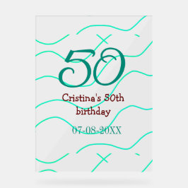 Señal Acrílica Verde rojo 50 cumpleaños fecha de añadir nombre p