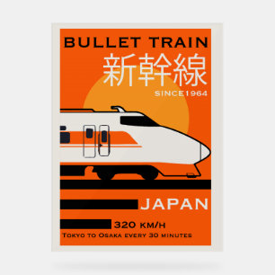 Señal Acrílica Viaje en tren de bala en Japón Shinkansen