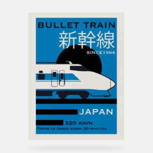 Señal Acrílica Viaje en tren de bala en Japón Shinkansen