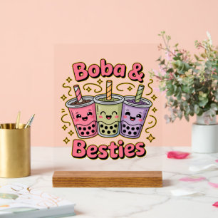 Señal Acrílica Vibes BOBA & Besties - Perfecto para los amantes d
