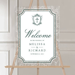 Señal Acrílica Victorian Emerald Catholic Wedding Welcome