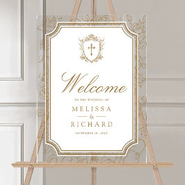 Señal Acrílica Victorian Gold Catholic Wedding Welcome