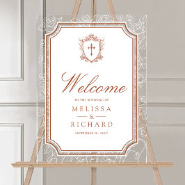 Señal Acrílica Victorian Terracotta Catholic Wedding Welcome