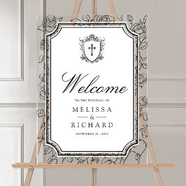 Señal Acrílica Victorian White Catholic Wedding Welcome